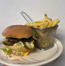 Big Mac style Burger and chips