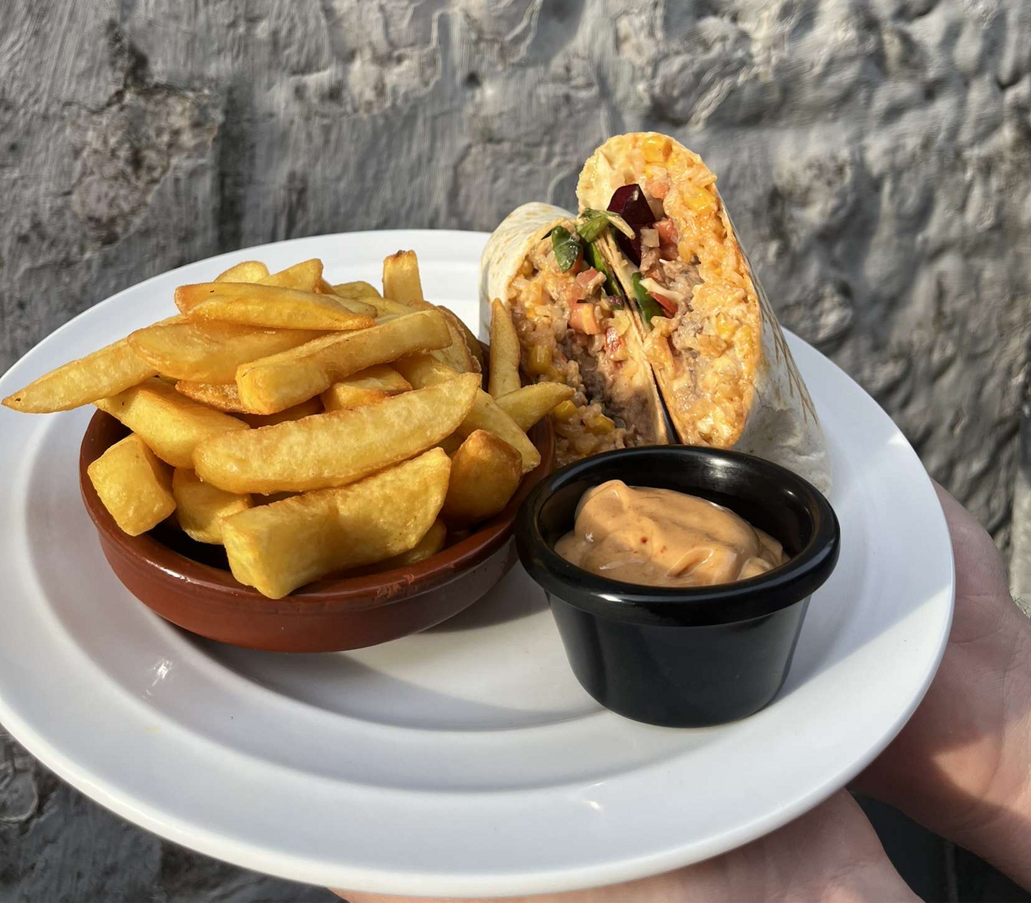 Beef Burrito and chips