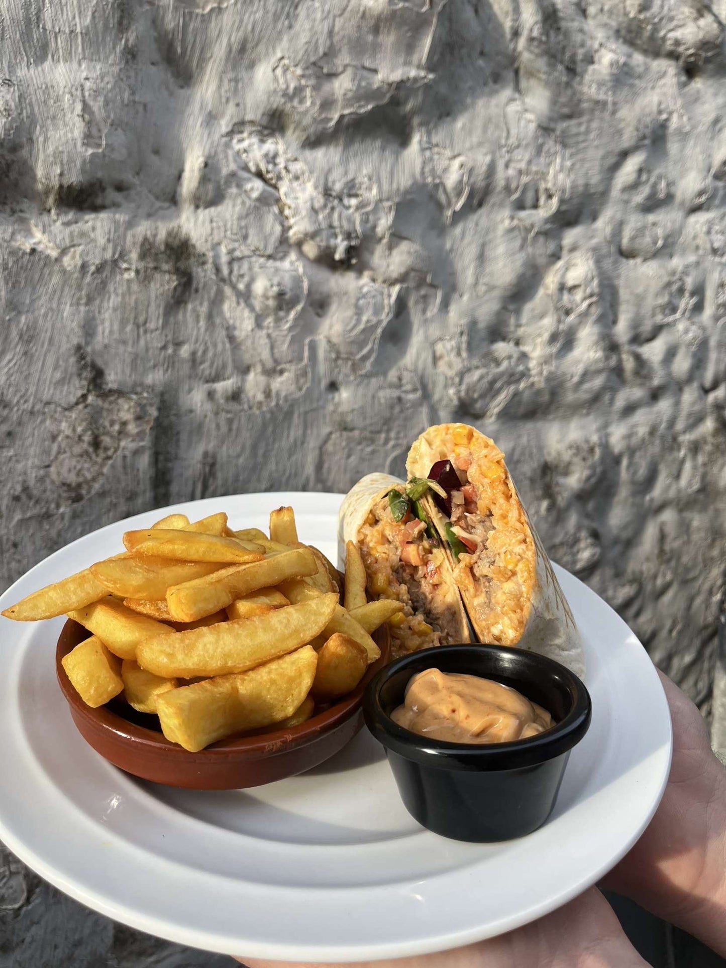 Beef Burrito and chips